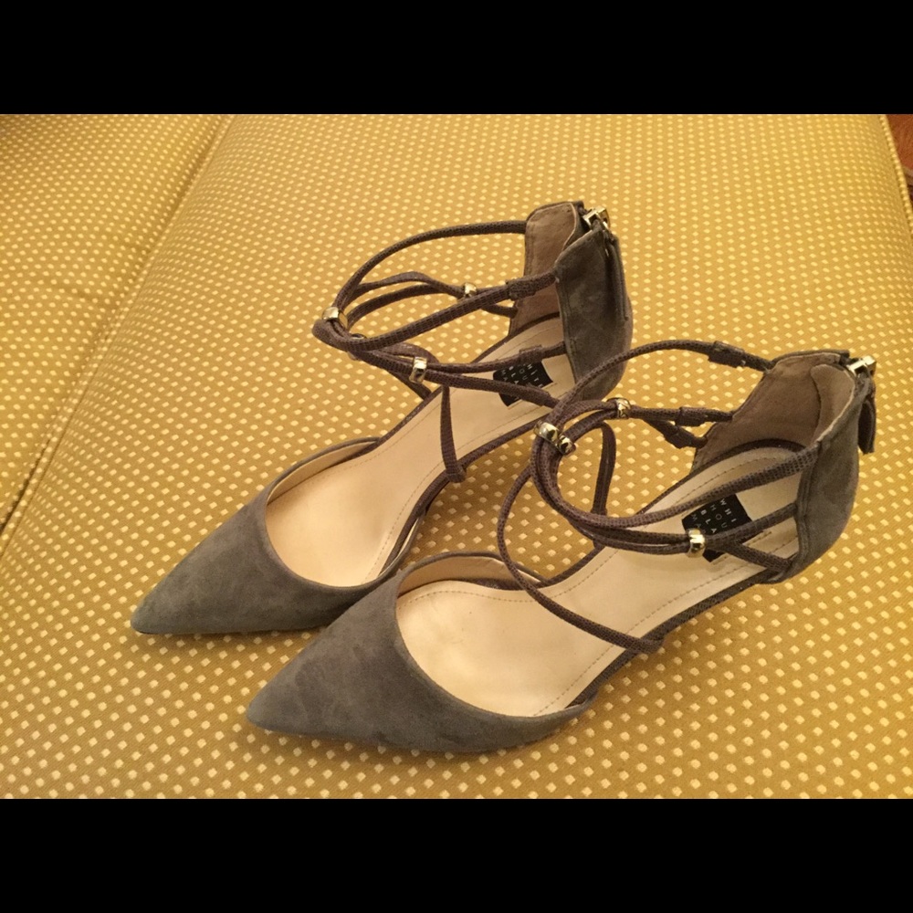 White House black market gray suede heels